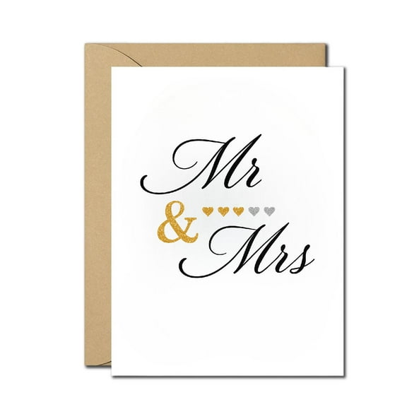 Elegant "Mr & Mrs" Greeting Card - Perfect for Weddings, Anniversaries, or Congratulations - Blank Inside with Envelope