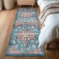 thumbnail image 2 of Hasoo 2' x 6' Washable Hallway Runner Soft Boho Vintage Kitchen Mats Stain Resistant Rugs for Bedroom Laundry Blue/Pink, 2 of 6