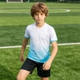 thumbnail image 2 of LIIPEE Summer Outfits For Boys Athleisure Stripes Print Short Sleeve Tees Solid Color Shorts 2 Piece Set Kids Quick Drying Breathable Fashion Sports Outfit Sets,9-10 Years, 2 of 6