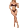 thumbnail image 2 of INSPIRE CHIC Lace Trim Push Up Bra for Women Plunge Underwire Full Coverage Bralette Cleavage Support Bras with Adjustable Straps Brown 34 B, 2 of 4