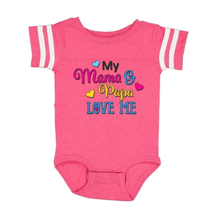 

Inktastic My Mama and Papa Love me with Hearts Gift Baby Boy or Baby Girl Bodysuit