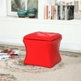 thumbnail image 2 of 17.5" Tall Wood and Leather Storage Bench, Red Croc Svelte, 2 of 6