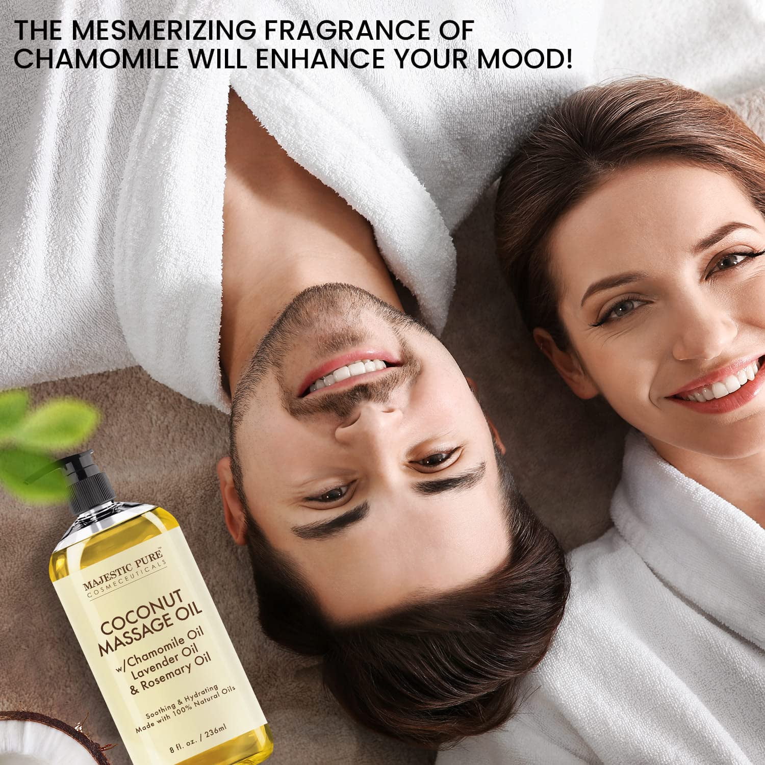 Majestic Pure Coconut Massage Oil - Ultra-Glide Formula with Soothing Aroma - Premium Massage, Made with Natural Oils - All Skin Types, Men & Women - 8 fl oz
