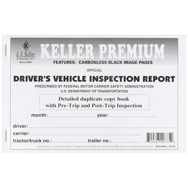 J.J. Keller 8253 Detailed Drivers Vehicle Inspection Report Walmart