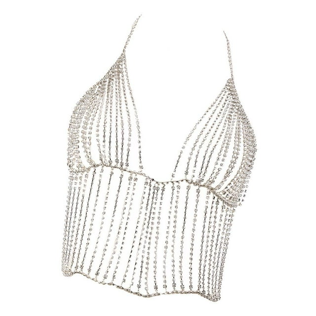 Cadena de cuerpo de borlas de plata Hugo Bikini verano playa