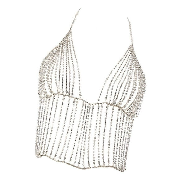 Cadena Borla Bikini Atractiva Joyería Fernando Plata 3 Sujetador de bikini con cadena de borlas