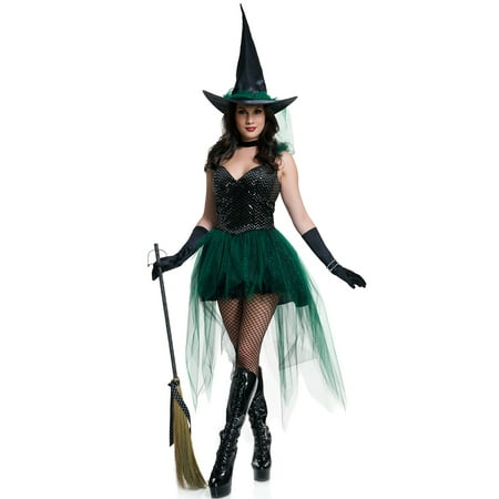 Emerald Witch Costume, Sexy Witch Costume