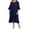Navy, variant on Wdgfv Summer Dress for Women Elegant Patchwork Chiffon Round Neck Short Sleeve Casual Flowy Dress Navy L