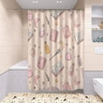 thumbnail image 6 of 4-Piece Bathroom Set with Waterproof Shower Curtain with Non-Slip Bath Mat, U-Shaped Mat & Toilet Lid Cover Pastel Pink Witchy Items, 6 of 8