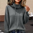 thumbnail image 5 of Yigetop Warm Sweaters for Women Fall Winter Cowl Neck Knit Sweater Long Sleeve Casual Soft Chunky Lightweight Loose Cozy Pullover Tops for Daily Wear Grey XXL, 5 of 6