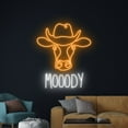 thumbnail image 4 of Handmadetneonsign Cowboy Cow Mooody Neon Sign, Cow Cowboy Art Decor, Western Cow Animal Wall Decor, 4 of 5