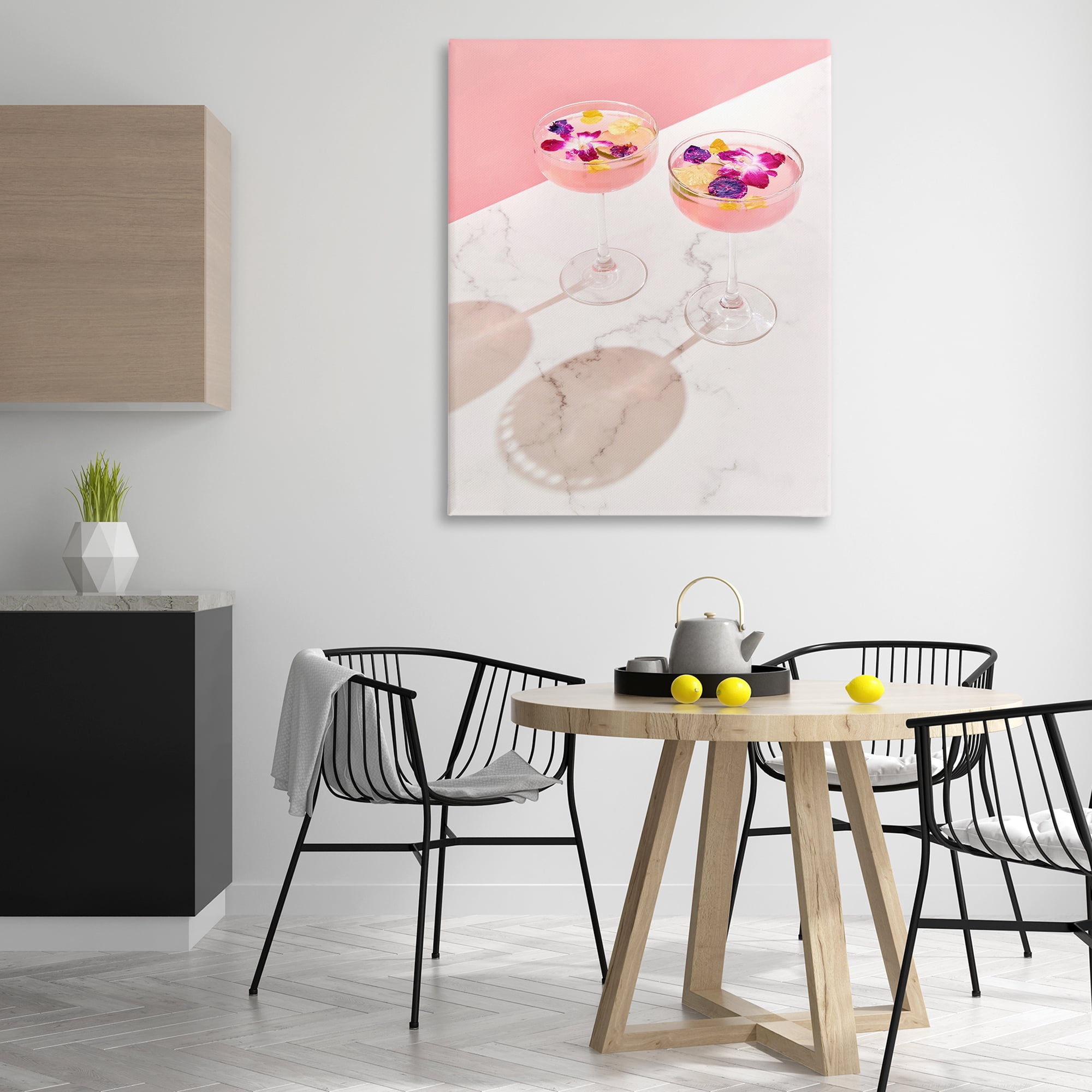 Stupell Industries Pink Floral Cocktails Food & Beverage Painting Gallery Wrapped Canvas Art Print Wall Art, 36 x 48