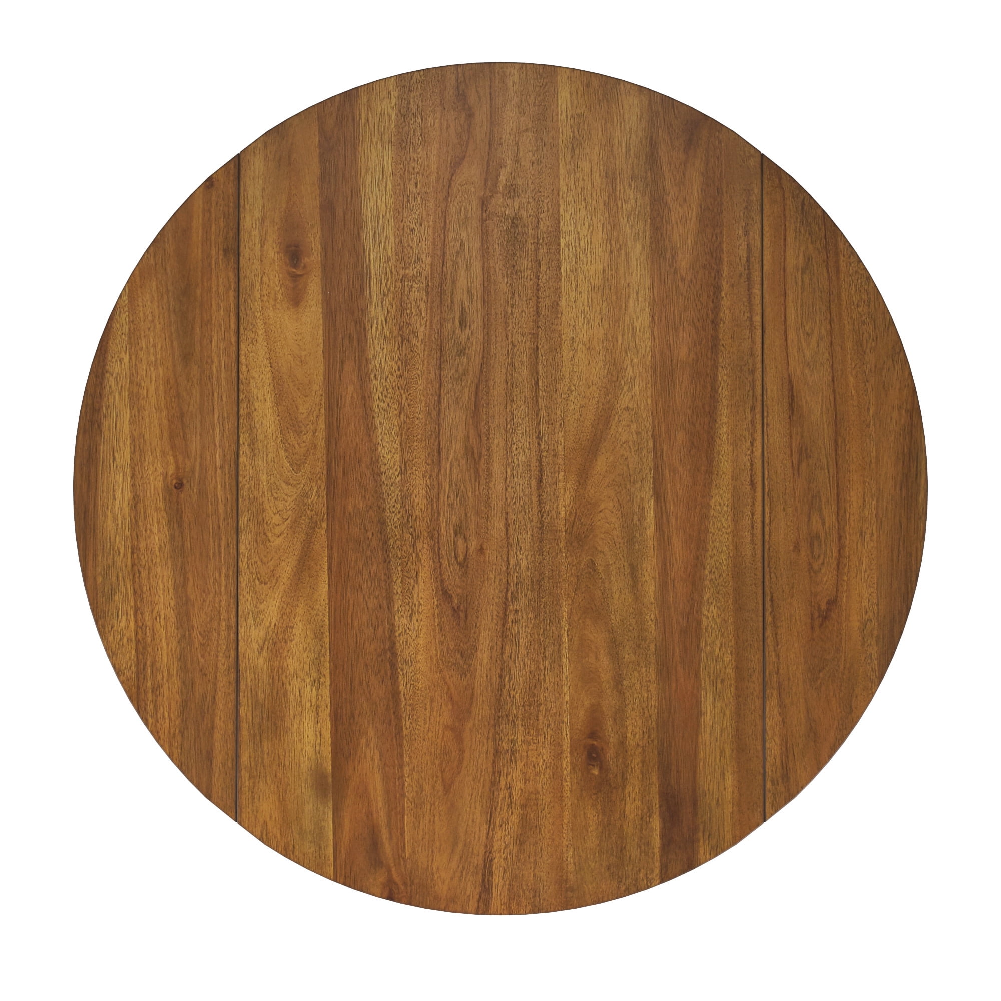 Weston Home Pulukan Cane Accent Round Dining Table with 2-Drop Leaves, Oak Finish