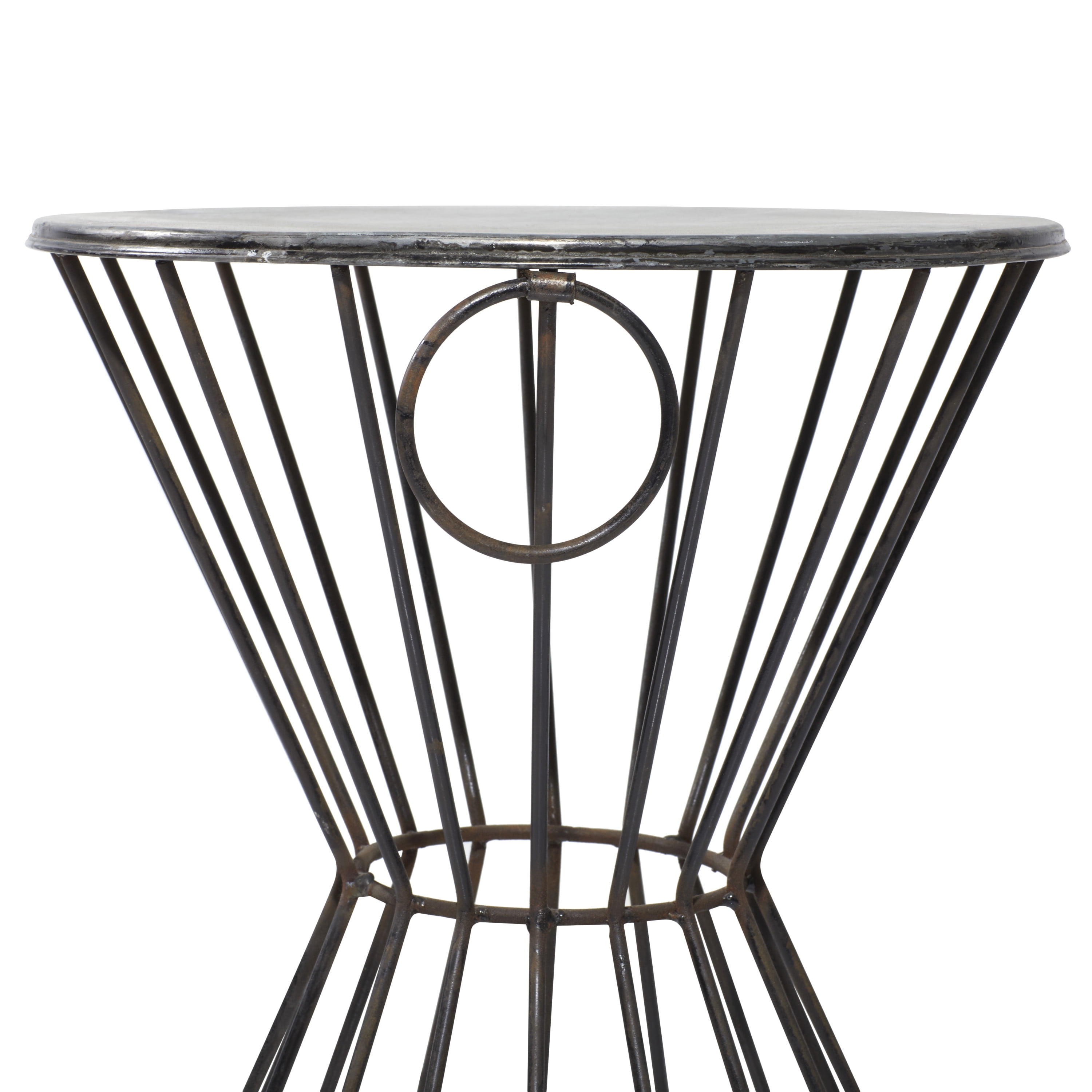 DecMode 18" x 15" Gray Metal Farmhouse Accent Table