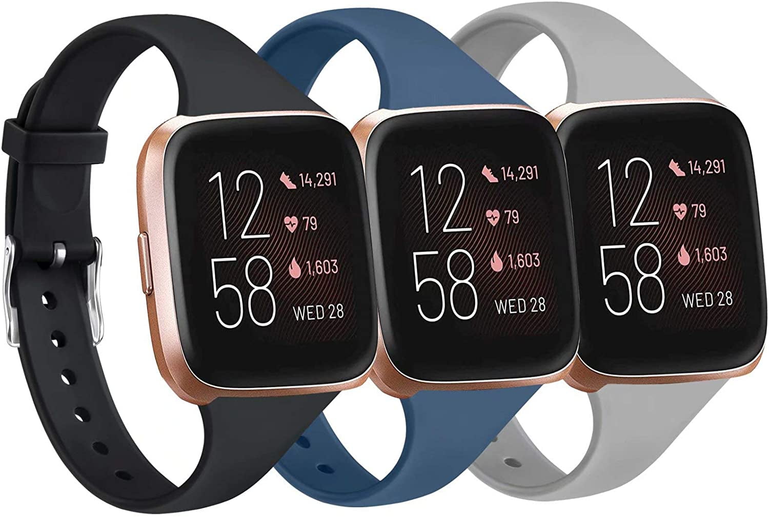 Vancle Bands Compatible with Fitbit Versa Bands for Women Men Rose Gold Silicone Wristbands for Fitbit Versa Bands/Fitbit Versa Lite Bands/Fitbit Versa 2 Bands 