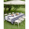 thumbnail image 4 of Outdoor Tablecloth with Umbrella Hole for Patio/Picnic/Party/Camping, Navy Blue Rooster Waterproof Table Cloth Rectangle Table Cover Washable, Vintage Farmhouse Blue Plaid (60"x 120"), 4 of 8