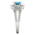 thumbnail image 3 of 2.16 ctw 3 Stone Anniversary Ring for Women | Round Cut Simulated Turquoise | Hyperallergenic Solid 14K White Gold, 3 of 5