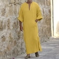 thumbnail image 4 of Mens Kaftan Thobe Casual Long Sleeve Men'S Robe Arabic Thobe with Pockets Muslim Men Thobe Yellow Robe Men, 4 of 5