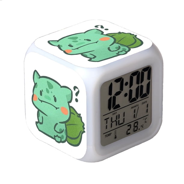 HANNTAOO Reloj despertador LED con diseño de Pokémon, creativo reloj de mesa, reloj digital electrónico brillante y colorido para adultos, niñas y niños, juguete para regalo de cumpleaños HTNL#341