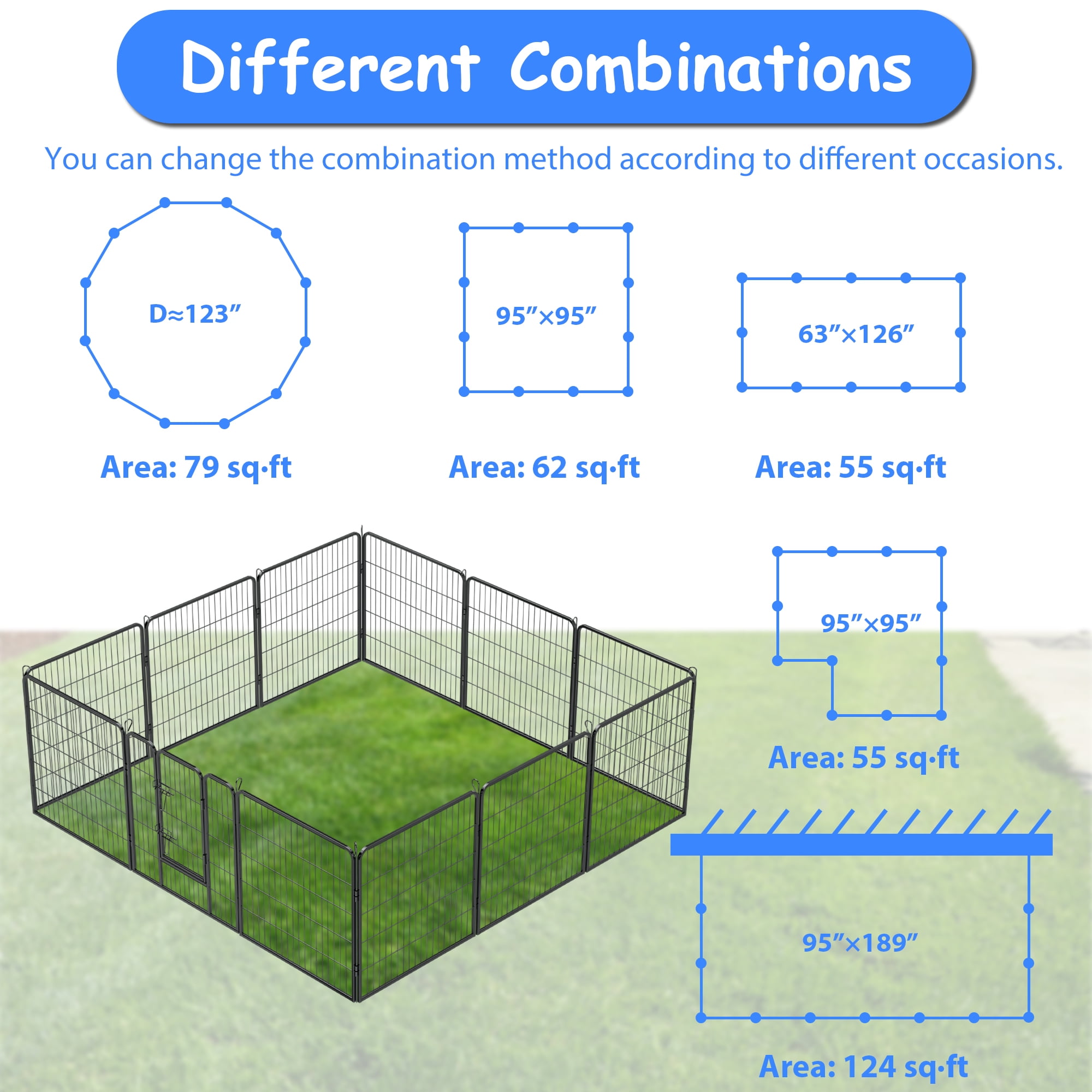 Pefilos 12-Panel Heavy Duty Metal Dog Playpen Portable Outdoor Folding 32"x32" Large Indoor Metal Puppy Dog Run Fence with Doors, Black Pefilos 12-Panel Heavy Duty Metal Dog Playpen Portable Outdoor Folding 32"x32" Large Indoor Metal Puppy Dog Run Fence with Doors, Black
