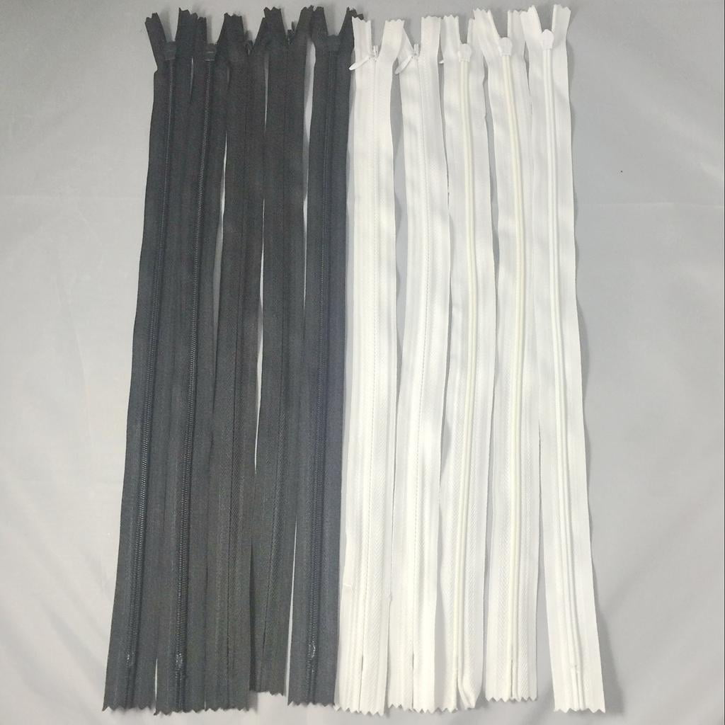 HOMYL 4-5pack 10 Pieces White Black Invisible Nylon Closed End Zip Zippers for Sewing 5 Pcs