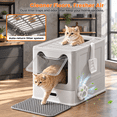 thumbnail image 2 of Gray Top Entry Stainless Steel Cat Litter Box with Lid, Spacious Covered Pan for Multi-Pet Households, 2 of 7