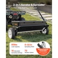 thumbnail image 2 of VEVOR Tow Behind Lawn Spreader with Aeration Spikes, 32 in Spreading Width, Broadcast Spreader with Universal Hitch, Garden Seeder & Soil Aerator with 100lbs Capacity & 10 in Tires for ATVs UTVs, 2 of 9