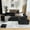 Black, variant on Kelyda 106'' Modular L-Shaped Sectional Sofa, Modern Faux Rabbit Fur Deep Seat Boneless Cloud Couches Black