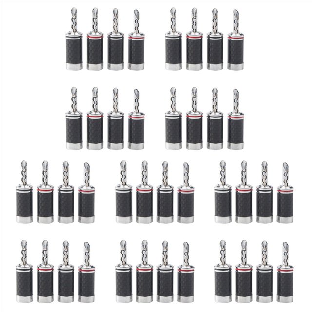 40 Uds.Enchufes Banana Hi-End HIFI DIY Fibra de Carbono Chapado en Cobre Rodio Conector de Audio Eléctrico Conector Banana