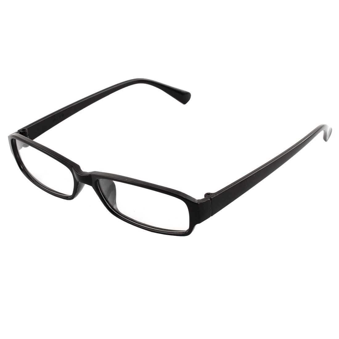 Black Clear Frame Single Bridge Rectangle Lens Plain Glasses Eyeglasses