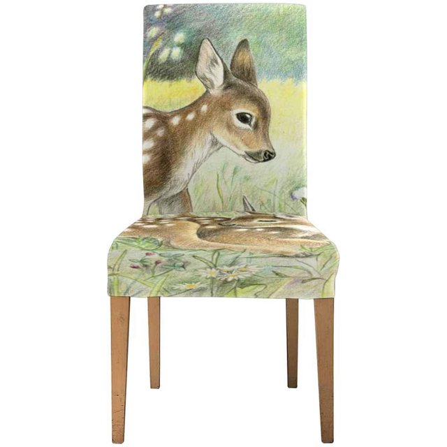 Funda de asiento para comedor ABPHQTO Cute Deer Stretch Chair Cover Protector Set de 1