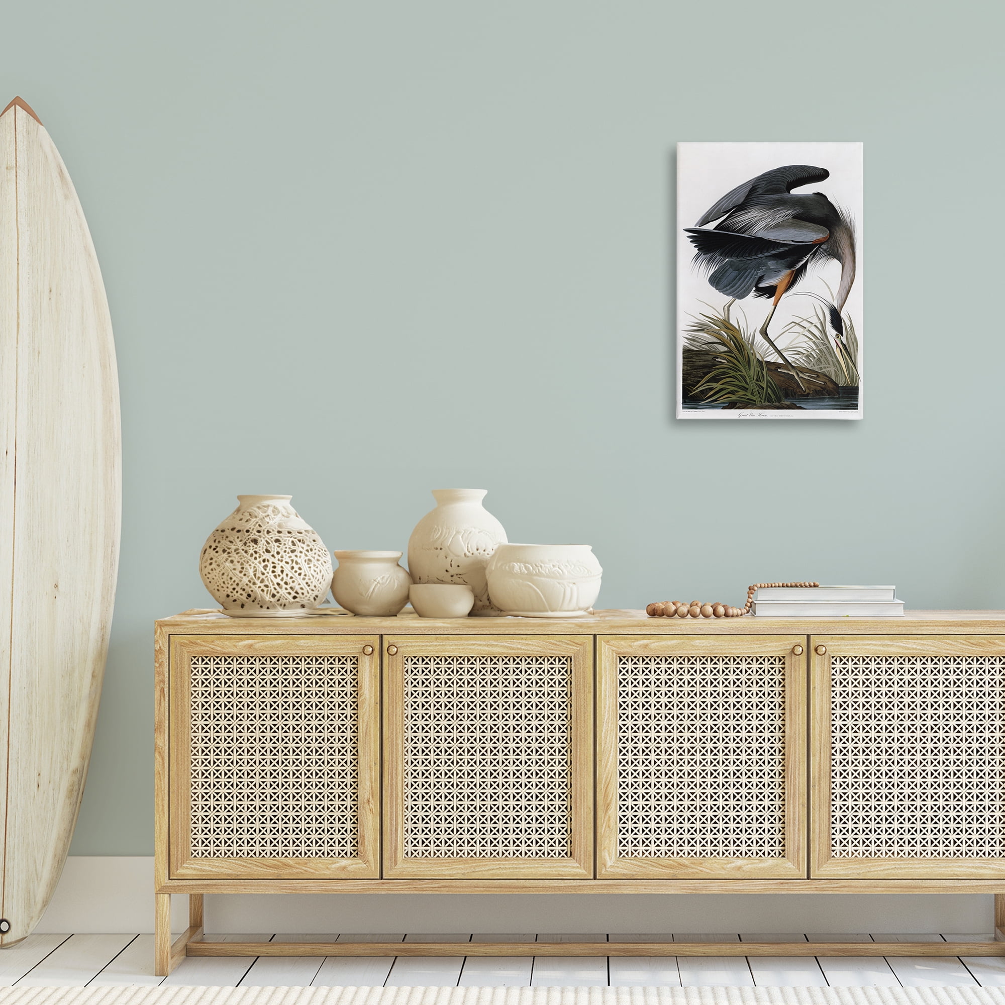 Stupell Industries Classic Heron at Lake Animals & Insects Painting Gallery Wrapped Canvas Art Print Wall Art, 20 x 30