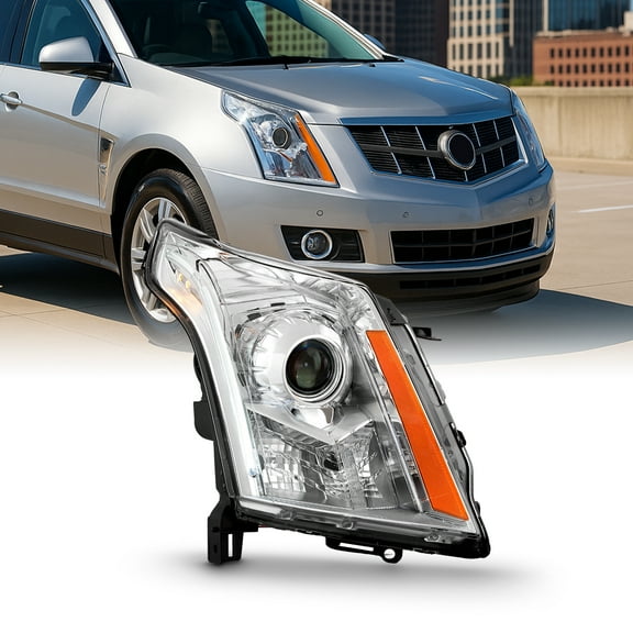 AKKON - For 2010-15 Cadillac SRX HID Daytime Running Lamp Strip Passenger Side Projector Headlights Chrome Housing Clear Lens