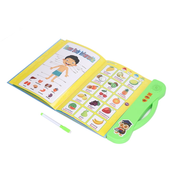 Learning Sound Book, Electronic ABC Sound Book English Malay Language Animal Fruit Learning Kids Educational Toy With Pen