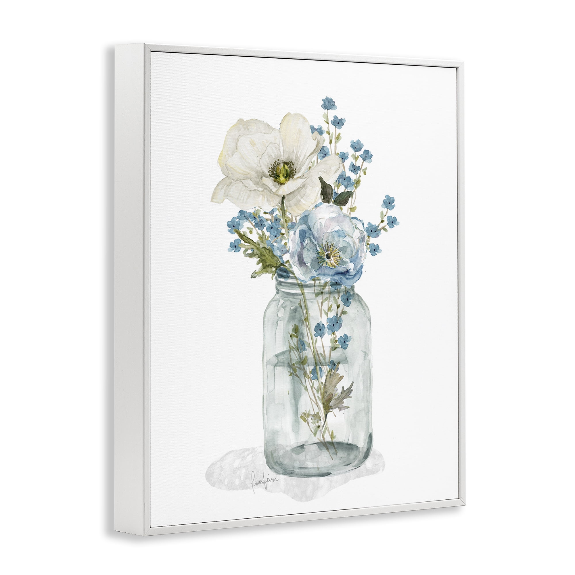 Stupell Industries Soft Flower Jar Botanical & Floral Painting White Framed Art Print Wall Art, 24 x 30