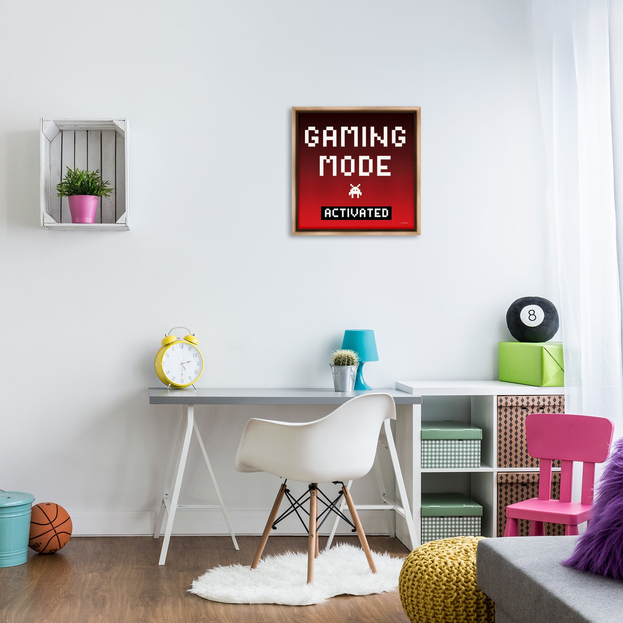 Stupell Industries Gaming Mode Activated Typography Painting Brown Floater Framed Canvas Art Print Wall Art, 25 x 25