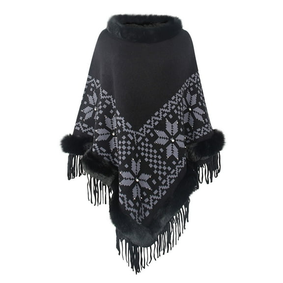 Aoochasliy Winter Scarfs Christmas Clearance Women's Trendy Warm Shawl Solid Color Cloak Large Knitting Loose Coat