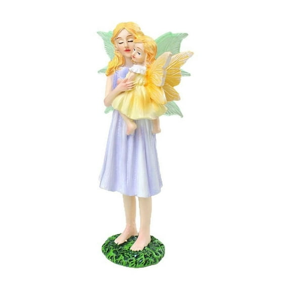 nvzhuang Mother Daughter Figurine Creative Butterfly Winged Resin Fairy Statue for Home Mother's Day Decor Present