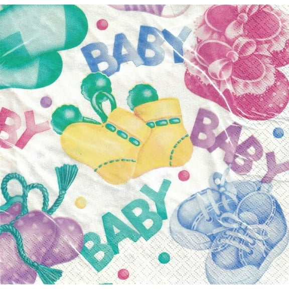 Various 'Pitter Patter' Large Multicolor Party Napkins, 16 Count