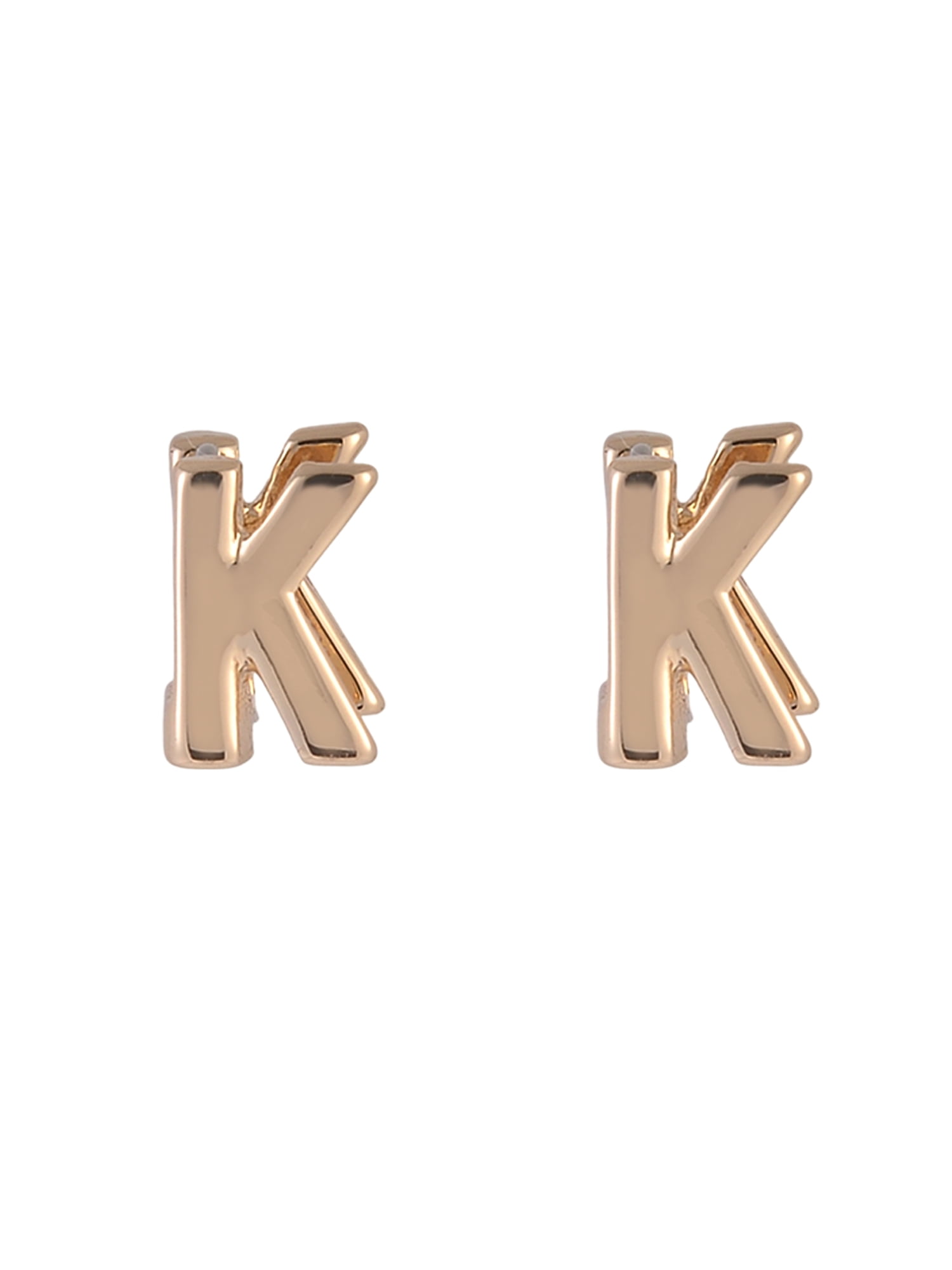 Time and Tru Goldtone 5pc Crystal Studs Hoop Initial "K"Earring Set