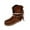 Brown, variant on Fesfesfes Faux-Leather Boots for Women Round Toe Flat Heel Platform Suede Flat Belt Buckle Fringed Short Women's 8.5(41)