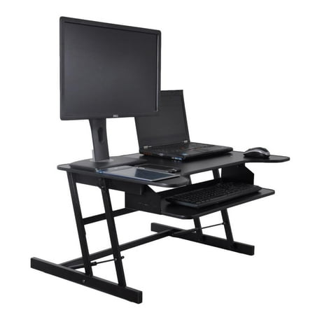 - PYLE PDRIS06 - Computer Laptop Workstation Stand - Height Adjustable Siting/Standing Desk, Quick Setup Pop-Up Design