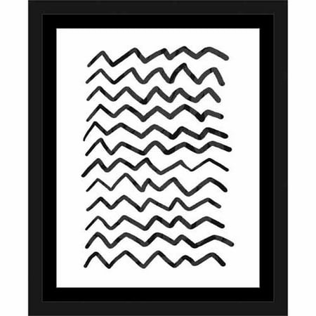 - Black Chevron Drawing Abstract Pattern Contemporary Modern Trendy Black & White, Framed Canvas Art by Pied Piper Creative