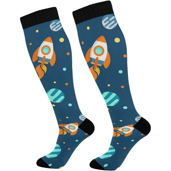 GZHJMY Space Compression Socks, Women Men Long Stocking (20-30mmHg), Travel Knee High Stockings for Athletic Sports,Running,Cycling,Nursing