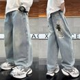thumbnail image 2 of RUTAYY Toddler Boys Pants Spring Autumn Children Spring Jeans Straight Leg Pants Mid Size Children Stylish Trendy Denim Streetwear Trouser Lovely Pants, 2 of 9