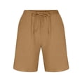 thumbnail image 2 of Nestiefly Mens Casual Cotton Linen Shorts Elastic Waist Drawstring Loose Fit Summer Beach Vacation Shorts with Pockets Yellow XL, 2 of 5