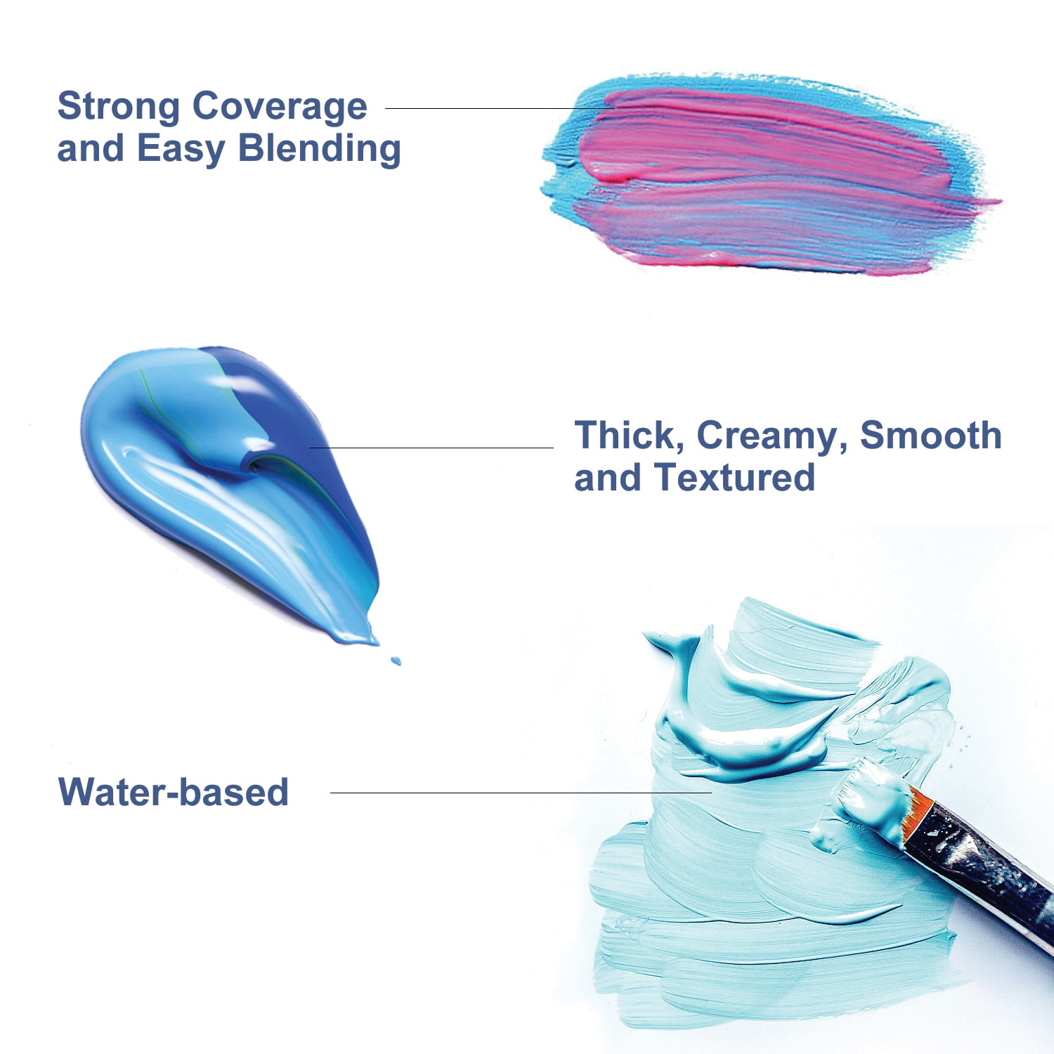 Artkey Acrylic Paint - Acid Blue (120 ml/4.06 oz) Tubes, Rich & Vibrant Pigments, Professional Artists Acrylic Paints - Art Supplies for Canvas Wood Rock Clay Fabric Ceramics Art Crafts Painting