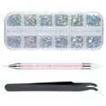 thumbnail image 3 of Kit de diamantes de imitación para decoración de uñas, manualidades multifuncionales para bricolaje, decoraciones con diamantes de imitación con pinza para recoger, para salón de uñas en casa, 3 of 15