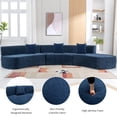 thumbnail image 4 of Harper & Bright Designs Chenille Floor Sofa Curved Couch Set, Modern Compressed Foam Sectional Sofa with Three Throw Pillows for Living Room, 136.6" Blue, 4 of 18
