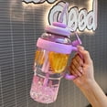 thumbnail image 3 of Naiovety Taza de agua con pajita y asa, práctica y fácil de usar a diario, taza con pajita de silicona Teteras rosa, 3 of 6